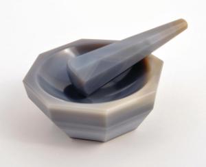 Mortar and pestle set, agate stone