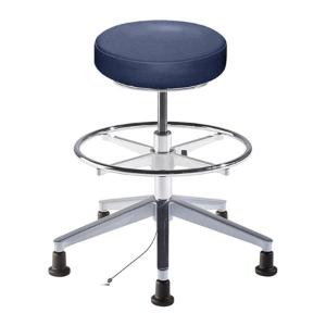 Biofit Rexford series static control stool, medium seat height range with aluminum base, adjustable footring and glides