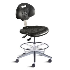 Biofit UniqueU series ergonomic chair, medium seat height range with aluminum base, adjustable footring and casters