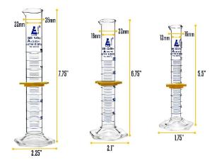 Safety pack measuring cylinder set, 10. 25, 50 ml, class A