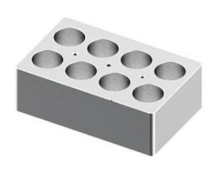 Block for dry bath, holds 8×50 ml tubes