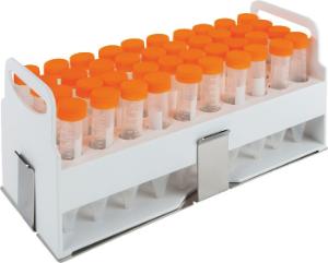 Tube rack, holds 40×14 mm diameter tubes