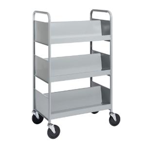 Gray Cart with Three Double-Sided Sloping Shelves