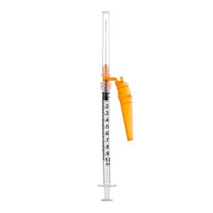 Safety needle with syringe combination