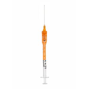 Safety needle with syringe combination