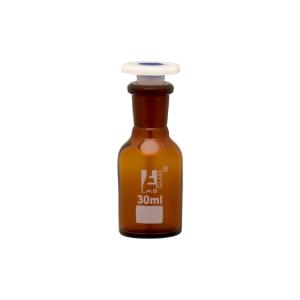 Reagent bottles with polypropylene stopper, amber, narrow mouth