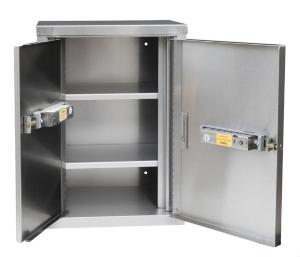 2 shelf cabinet combo lock full open