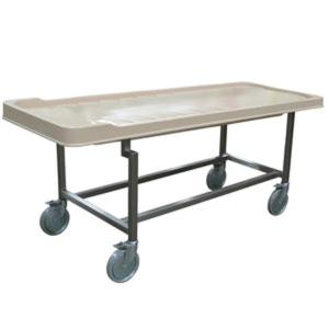 C-arm accessible autopsy carrier with plastic tray